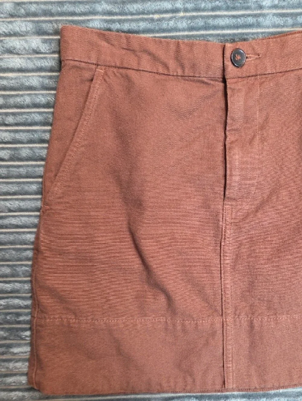 Everlane 100% Cotton Terracotta Mini Skirt with Front Button